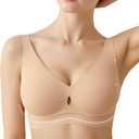Popilush Bras for Women No Underwire Push Up Bra Seamless Wireless Bralettes with Support Comfortable Minimizer Bra (Large, Skin)