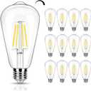 12 Pack 4000K Cool White Dimmable LED Light Bulbs 40W Equivalent, E26 Base Edison Bulbs 40 Watt, Vintage 4W LED Bulbs, Decorative ST19 Bulbs for Ceiling Light Fixtures