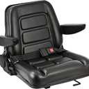 Universal Forklift Seat with Adjustable Angle Back, Tractor Seat Replacement Universal, Heavy Duty Forklift Seat with Armrests,Seat Belt and Slide, Fits Excavator,Skid Loader,Backhoe Dozer Telehandler