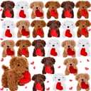 24 Pcs Valentine Mini Plush Dogs 5.5 inches Puppy Dog with Filled Heart Dogs Stuffed Animal Keychain Soft Toy Party Favor for Valentine Goodie Bag Birthday Party Gift, 4 Colors