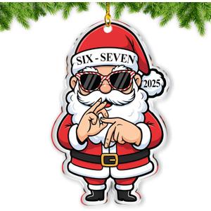 67 Christmas Ornament - Six Seven Xmas Ornaments 2025 - Gen Z, Gen Alpha Slang Meme Decor Trendy for Teen, Kid, Adult - 67 Meme Acrylic Hanging Decor for Tree - Funny White Elephant Gifts - 6 7 Gifts