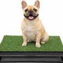 Artificial Grass Dog Potty with Tray,16" x 20" Reusable Puppy Training Pad,3-Layer Drainage Dog Grass Pee Pad for Small Dogs & Puppies, Easy-Clean Indoor Outdoor Pet Toilet