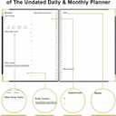 Undated Daily Monthly Planner for 2026 or Anytime - A4 To Do List with Hourly Schedule, Hardcover Spiral Bound Daily Planner to Increase Focus, Stylish School/Office Supplies, 8.5" x 11", Black