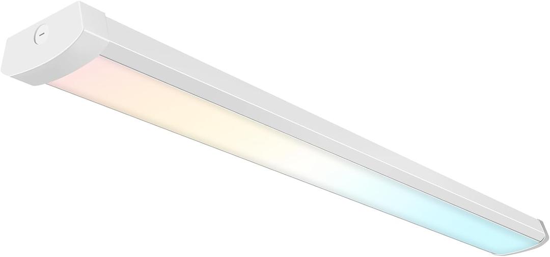 4FT LED Flush Mount Wraparound Light, with 3 Wattages/3 Lumens/3 CCT Selectable, 55W/65W/75W, 5500lm/6500lm/7500lm, 3000K/4000K/5000K, 4 Foot LED Wraparound Light Fixture for Garage, Office, ETL