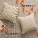Beige Fall Leaf Throw Pillow Covers 18x18 Inch Set of 2, Soft Faux Fur Ginkgo Patterned Accent Pillow Cases for Couch Sofa Farmhouse Autumn Harvest Holiday Decorations