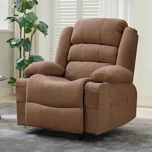 Oversized Recliner Chair with Soft Faux Leather Armrests, Extra Wide and Big & Tall Design for Comfort, Manual Recliner Rocking Chair Perfect for Living Room Lounging and Relaxation