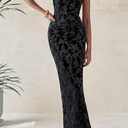 BTFBM Women Spring Dresses 2025 Elegant Wedding Guest Dresses Bodycon Tube Maxi Dress Split Floral Cocktail Dress (Black, XL)