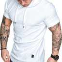 Lexiart Mens Fashion Athletic Hoodies Sport Sweatshirt Solid Color Fleece Pullover (White1) XL