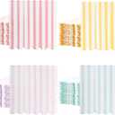 Tenceur 100 Pack Scalloped Pastel Napkins Mixed Stripe Ice Cream 5 x 5 Inch Disposable Paper Cocktail Beverage Napkins for Pastel Summer Party Shower Birthday Dinner Decor Supplies Favor(Four Colors)
