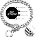 Dog Chain Collar 13/15/19MM High Polished Stainless Steel NK P Chain Cuban Link Strong Heavy Duty Chew Proof Walking Training Chain Leash Collar for Small Dogs(13mm, 14")