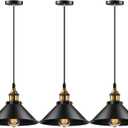 Black Pendant Lights Kitchen Island, Modern Industrial Farmhouse Pendant Lights Fixture,Mini Pendant Lighting for Kitchen Island Decor - 8.66 Inch Shade 47 Inch Cord