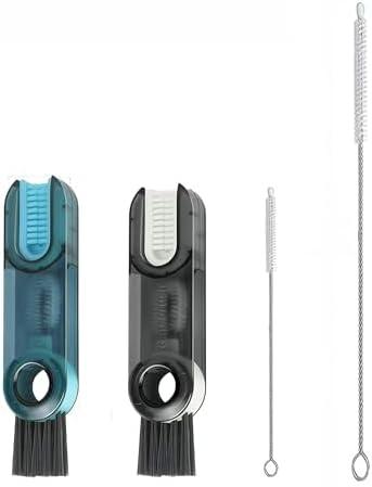 3 in 1 Cup lid Cleaning Brush kit,Straw 25 cm/9.8 inch Cleaner Brush,Featuring for Bottles,Cups,lids,and Small Straws.Perfect for Kitchen,Travel,Baby Essentials,and for Mug Gadgets(Bl/bk(blue bag)two)