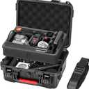 AMAZEAR Waterproof Hard Case for DJI OSMO Action 6, Action6 Pro Accessory Dual Layer Shockproof Carrying Box Hardshell Travel Case with Soft EVA Inner, Shoulder Strap Included, Black