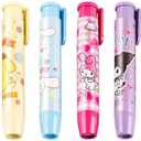 6Pcs Cute Cartoon Press on Erasers, Retractable Kawaii Rubber Pencil Erasers for Kids Writing Drawing, Funny Student Erasers Back to School Prizes Party Favors Supplies