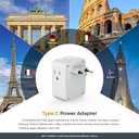 European Travel Plug Adapter 1 Pack, TESSAN Europe International Power Adaptor with 4 Outlets 3 USB Charging Ports (1 USB C), Type C Plug for Germany Iceland Spain Italy France