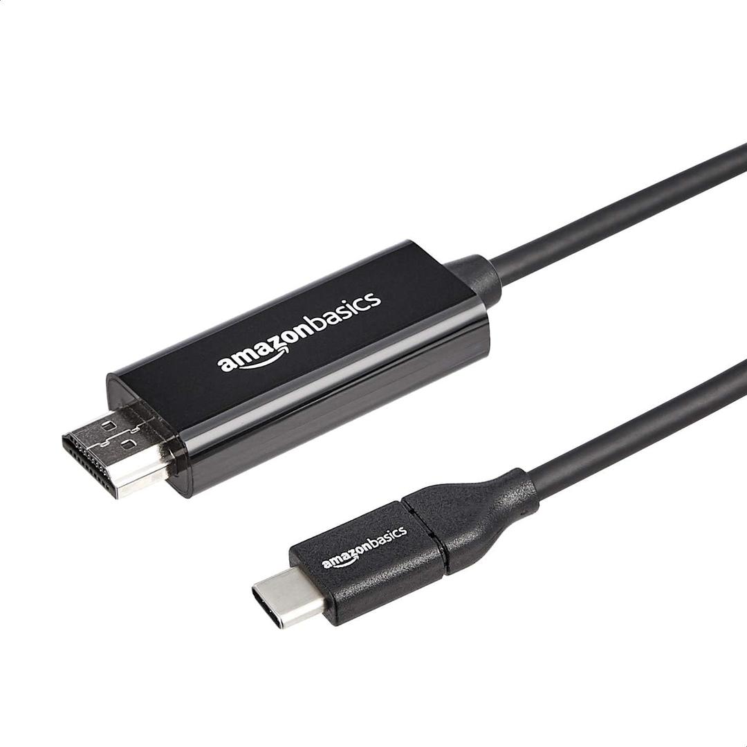 Amazon Basics Uni-Directional USB-C (Source) to HDMI (Display) Cable Adapter (Thunderbolt 3 Compatible) 4K@30Hz, 6 feet, Black