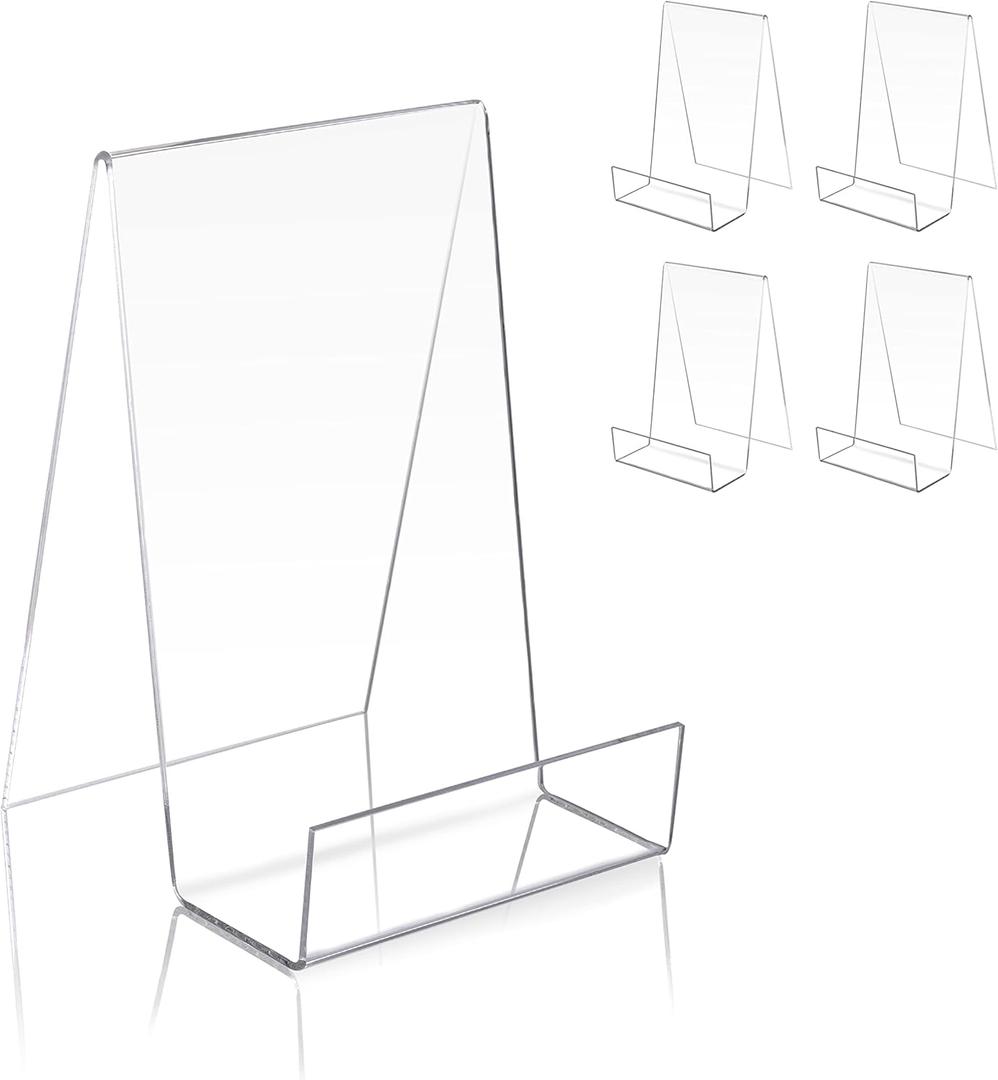 Clear Acrylic Book Stand with Ledge - Display Easel for Books, Pictures, Albums, Comic Books, CDs, Artworks, Tablets or Other Items (Large)
