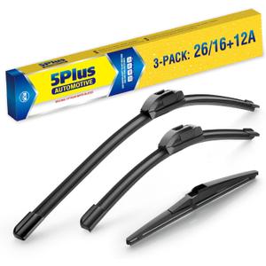 5 PLUS Wiper Blades Replacement For TOYOTA RAV4 2024 2023 2022 2021 2020 2019(Set of 3), 26 Inch + 16 Inch Wiper Blades with 12 Inch Rear Wiper Blade, All-Season OEM Quality Windshield Wipers