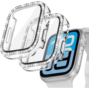 Goton 2-Pack Bling Case for Apple Watch Ultra 3/2/1 Screen Protector 49mm, Women Glitter Diamond Rhinestone Bumper Face Cover for iWatch Accessories 49 mm