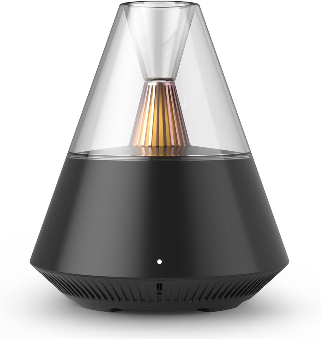 Essential Oil Diffuser, Modern Style Aromatherapy Aroma Diffusers with Candle Light, Fragrance Ultrasonic Cool Mist Humidifier, Remote Control, Auto Shut-Off, for Home Living Room Office (Black+adapter)