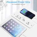 Recessed Power Strip, Furniture Plug in 3 Outlets & Fast Charging 20W PD USB-C Port & 18W/3A QC3.0 USB-A Ports Drawer Outlet with 10 FT Flat Extension Cord, White Desk Grommet Outlet for Table Top