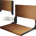 Folding Shower Seat 20'', Large Teak Shower Seat, Folding Shower Bench, Wall Mount Foldable Chair, 500 lbs Capacity, Stainless Steel, Black