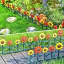 Sungmor Plastic Edgings Garden Picket Fence - Grass Lawn Flowerbeds Plant Borders - Decorative Sunflower Landscape Path Panels - Pack of 4 (Overall Length 98 Inches) - Lightweight & Easy Installation