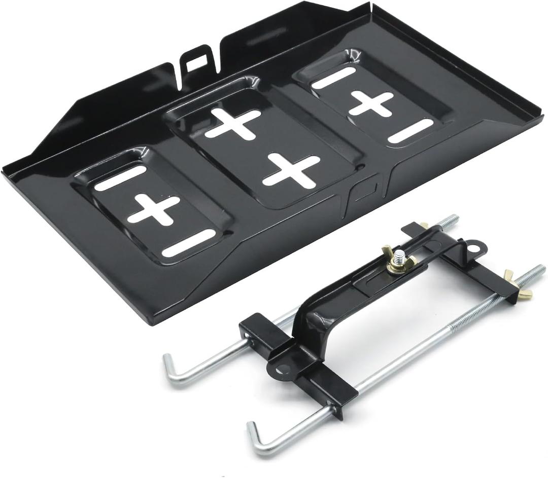 Storage Battery Holder, 27cm Bolt with 34cm Battery Tray Battery Hold Down Tray Kit, Steel Storage Battery Holder Adjustable Bracket Clamp for Car Boat Marine