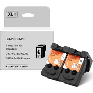 BH-20 CH-20 Print Head Compatible Remanufactured for MegaTank G1220 G1230 G3260 G3270 G3272 G3290 G4270 G4280 G5020 G6020 G7020 Printers (Black and Color Combo Pack)