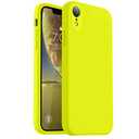 Vooii Compatible with iPhone XR Case, Upgraded Liquid Silicone with [Flat Edges] [Camera Protection] [Soft Anti-Scratch Microfiber Lining] Phone Case for iPhone 10 XR 6.1 inch - Neon Lemon