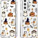 Spooky Halloween Case for Samsung S22, Slim Clear Cover with Cute Pumpkin & Ghost, Soft Touch Shockproof Bumper, 6.1" Protective Case