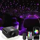 AMKI Updated 16W Starlight Headliner Kits 650pcs 0.03in 9.8ft Twinkle + Music Mode Mixed APP Remote Sound Control Car Home RGBW Fiber Optic Light Star Ceiling Light Kit