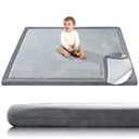 Thick Baby Play Mat for Floor, 1.3" 50x50 Playpen Mat, Tummy Time Foam Mats, Plush Soft Padded Playmate for Babies 6-12 Months Crawling, Non-Slip Nursery Rug for Toddler Kids Playroom(Grey)
