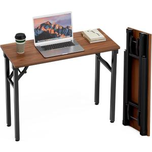 TEMI Small Computer Desk Folding Table - 35.8" Foldable Office Desk, No Assembly, Perfect for Small Spaces in Bedroom, Dorm, or Apartment, Portable Mini Desk or Study Table with Compact Design, Walnut