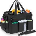 Wearable Cleaning Caddy Bag for Cleaning Supplies, Large Capacity Cleaning Organizer Tote Bag Kitchen Cleaning Supplies Storage Bag for Cleaners Housekeepers (Black) (13.7L x 8.7W x 10.2H inch)