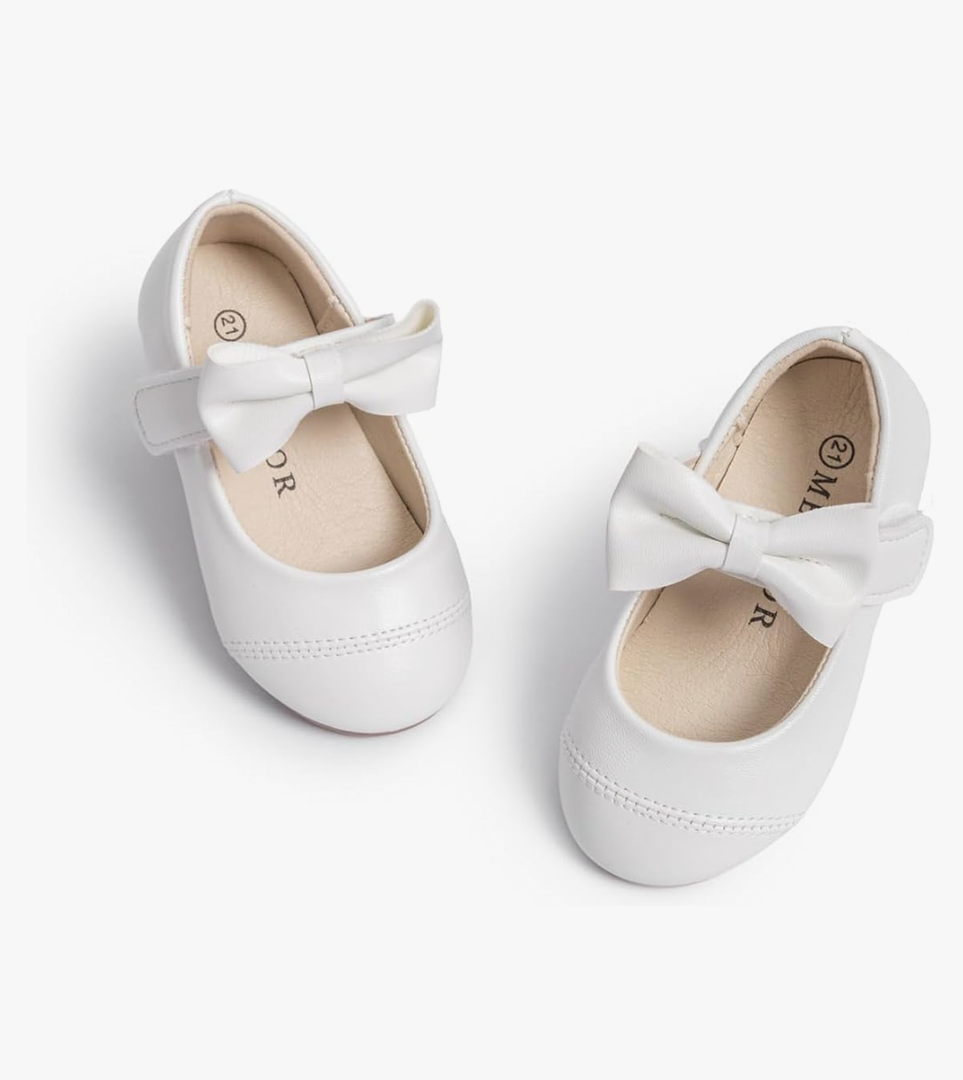 Meckior Toddler Little Girl Mary Jane Dress Shoes Ballet Flats for Girl Party School Shoes Bowknot Princess Shoes