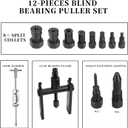 12pcs Blind Hole Bearing Puller Set Internal Bearing Extractor Puller Kit Motorcycle Bicycle Wheel Bearing Removal Tool Slide Hammer Pilot Insert Inner Bearing Puller Tool with Expanding Collet 8-32MM
