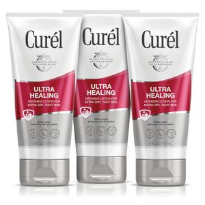 Curel Ultra Healing Intensive Fragrance-Free Lotion For Extra-Dry Skin, Ideal for Sensitive Skin, Cruelty Free, Paraben Free, Dermatologist Recommended, 6 Oz, Pack of 3