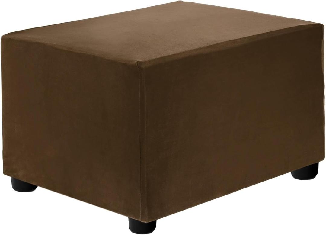 uxcell Stretch Foot Stool Cover Rectangular Square Foot Stool Slipcover with Elastic for Footstool Living Room Bedroom Fit Length 50-76cm / 19.69"-29.92", S-Large, Dark Brown