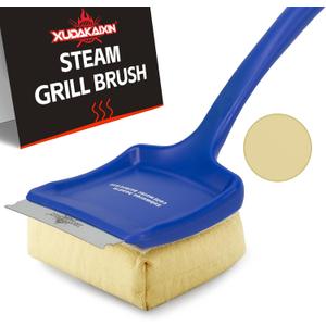 19" Large Bristle-Free Steam Cleaning Grill Brush,Replaceable BBQ Cleaning Head,Safe Grill Accessories for Cast Iron/Porcelain/Weber Gas/Charcoal Grill,Grill Cleaner for Outdoor Grill