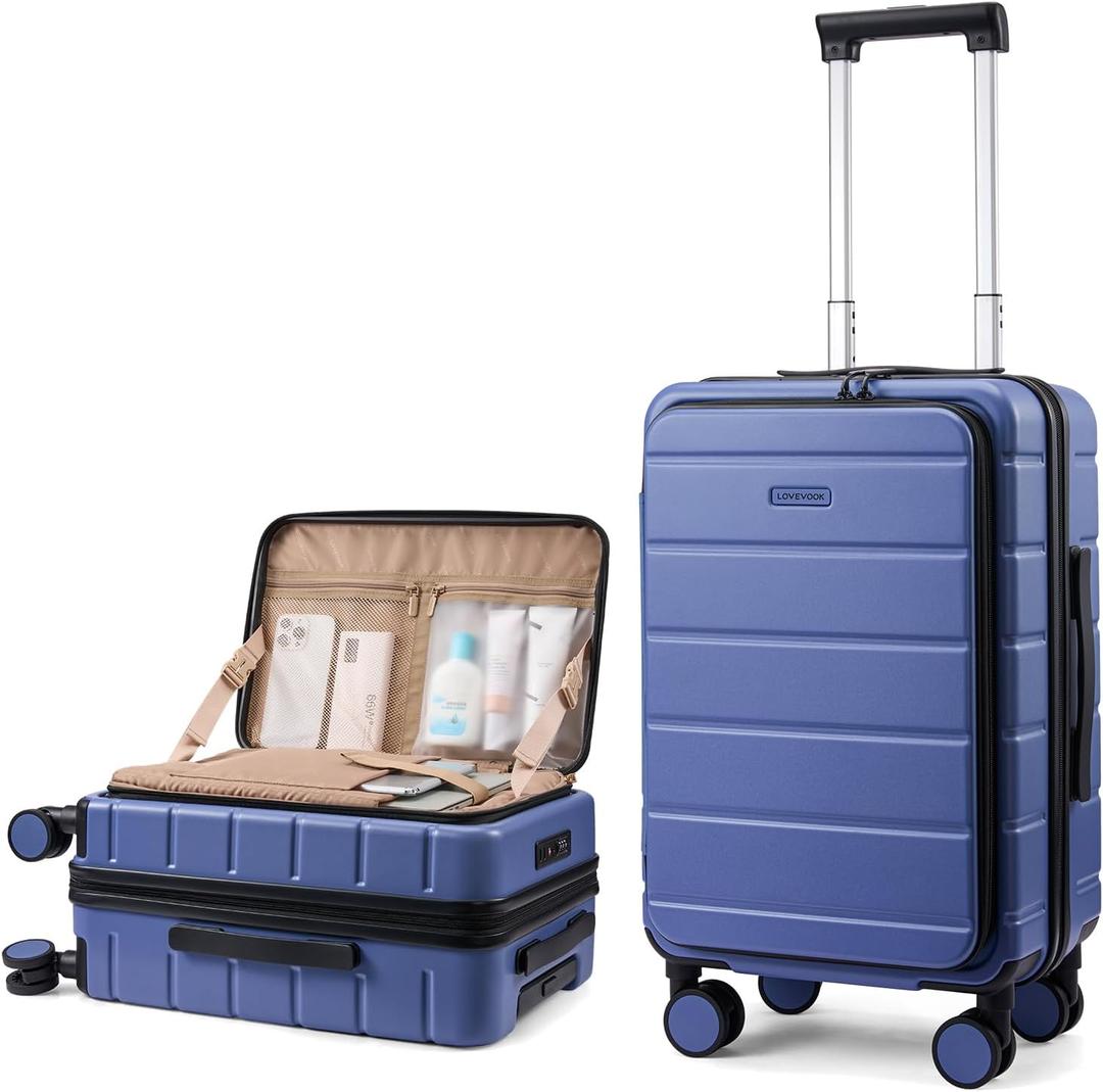 LOVEVOOK Carry On Luggage 22x14x9 Airline Approved with Spinner Wheels, 20 Inch Small Carry On Suitcase with TSA Lock, Expandable Hard Shell Suitcases for Men Women