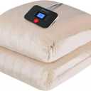 Westinghouse Electric Blanket Twin Size, Super Cozy Soft Flannel 62"" x 84"" Heated Blanket with 10 Fast Heating Levels & 112 AutoOff, Machine Washable, ETL&FCC Certification, Beige