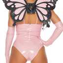 Forplay Butterfly Wings ONLY for Women | Pink with Black Glitter Contrast | Monarch Butterfly Cape for Halloween, Dress Up & Fairy Costume | Adult Butterfly Costume Accessory - O/S