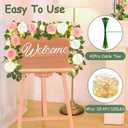 4 Pcs Flower Garland with 39.2 Ft Lights, 26.4 Ft Pink & White Floral Garland Fake Flowers for Wedding Arch Party Wall Garden Room Decor