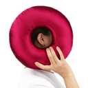 Silky Satin Piercing Pillow Ear Pillows Donut with Hole for Ear Pain CNH Piercing Pain Relief Sleeping Pressure Sore Side Sleepers Smooth Cooling Ear Guard Protector, Burgundy
