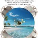 Palm Tree Hawaii Beach Round Fitted Tablecloth Elastic Edged Plastic Table Cover Coconut Palm Waterproof Wipeable Table Cloth Tablecloth Fits Tables up to 45"-56"