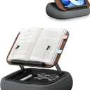 Lap Beanbag Book Stand with Storage, Adjustable Reading Pillow for Bed & Desk, Multi-Angle Book Stand Pillow Holder, Hands-Free Lap Reading Stand for Book,iPad, Tablet, Book Lover Essential (Dark Wood)