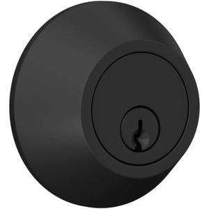 Deadbolt with Round Trim, Keyed 1 Side, Matte Black Finish