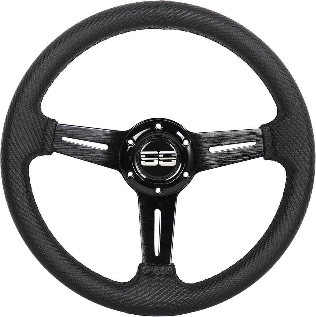 N2MU Golf Cart Steering Wheel 13 inch Universal for EZGO TXT RXV Club Car DS Precedent and Yamaha Black
