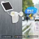 SUNLONG Solar Lights Outdoor Waterproof Motion Lights Separate Solar Panel 16.4 Ft Wires Multi Modes Optional Sensor Light for Courtyard Wall Garage Balcony Walkway (White)